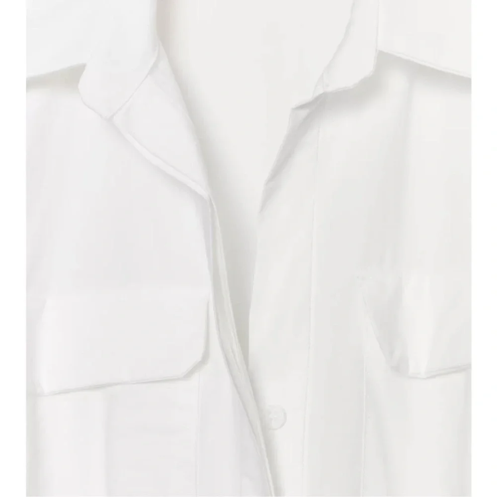 Zara Ivory Midi Shirt Dress with Waist Tie - Picture 8 of 13